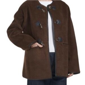 Rebecca Minkoff Dark Brown Shearling Toggle Coat
